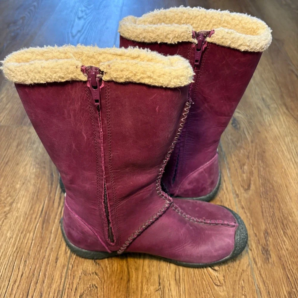 Keen Amar Purple Leather Toggle Mid-Calf Hiking Boots Womens 5‎ Sherpa Lined